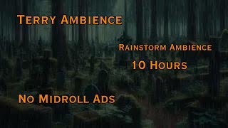 Overgrown Forest Cemetery Rainstorm Ambience 10 Hours Full Screen [upl. by Nhoj]