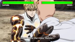 Saitama VS Genos With Healthbars  One Punch Man [upl. by Helbonnas]