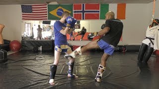 Setup an Upward Elbow with an Inside Leg Kick  TKD Kickboxing Combos [upl. by Esnahc517]