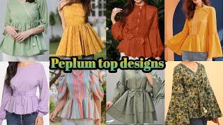 Latest new short frock designs Peplum frock designs with jeans and trousers 40 designs ideas [upl. by Rebel]