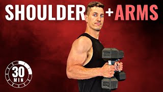 30 MIN SHOULDER AND ARMS DUMBBELL WORKOUT  Follow Along [upl. by Gwenny]