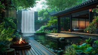 Fresh Spring Morning Bliss🌳Heal amp Relax with the Soothing Sounds of Waterfalls Fireplace amp Birdsong [upl. by Gove]