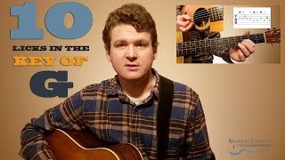 10 Licks in the Key of G  Flatpicking Guitar Lesson with TAB [upl. by Nrev]