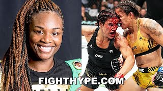 CLARESSA SHIELDS REACTS TO AMANDA NUNES BEATING JULIANNA PENA TO REGAIN TITLE AT UFC 277 [upl. by Aicerg]