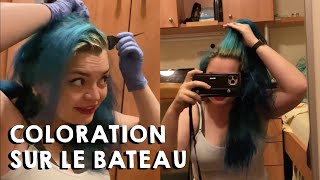 Coloration sur le bateau ✦ Coloration cheveux bleu  Midnight blue  La riche directions [upl. by Ailimat]