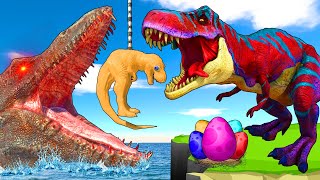 GODZILLA EARTH’s Ultimate Form Giant Velociraptors Rex vs Mosasaurus Animal Revolt Battle Simulator [upl. by Annuaerb796]