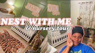 NESTING VLOG ORGANIZING BABY NURSERY amp NURSERY TOUR SAFARI THEMED  QUEEN JA’VON [upl. by Ahsercal]