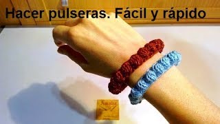 Como tejer pulseras fácil y rápido [upl. by Sucramal530]