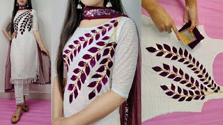 Neck embroidery design  velvet embroidery hand embroidery  hand work  neck design for kurti [upl. by Calloway267]