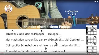 Ich habe einen kleinen Papagei Coco von Volker Rosin Tanzlied mit 3 Akkorden und Text für Gitarre [upl. by Cicenia]