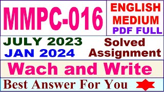 mmpc 016 solved assignment 2024  mmpc 16 solved assignment 2023  mmpc 16 assgnment 202324 [upl. by Ytsihc215]