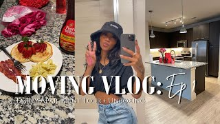 MOVING VLOG Ep 1  Empty Apartment Tour Kitchen Unboxing Cooking Breakfast [upl. by Ttayh]