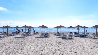 Son Bou Beach Menorca Spain 4k beach walk tour [upl. by Armelda]