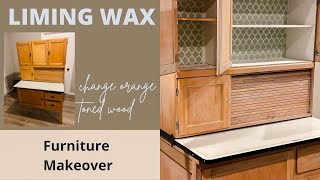 Liming Wax on Hoosier Cabinet to remove orange tint  stencil inside with paint [upl. by Etteloc]