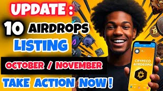 10 Crypto Airdrops Listing in October  Claim Your Free Tokens  Airdrops Listings amp TGE For October [upl. by Haidabej]