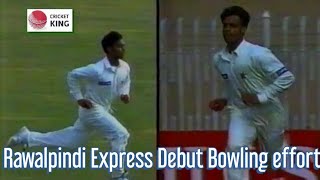 Rawalpindi Express Shoaib Akhtar Test debut over amp wickets  Rawalpindi 1997 [upl. by Macintosh]