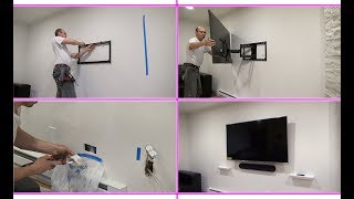 How to Wall Mount a TV with SANUS Simplicity Установка TV на стену Проводка Розетки [upl. by Jablon124]