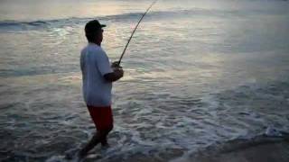 Juno Beach catching a big snook in the surf [upl. by Ynahirb455]