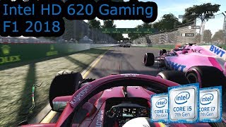 Intel HD 620 Gaming  F1 2018  i37100U i57200U i77500U Kaby Lake [upl. by Laubin]