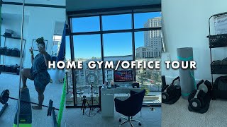 FINALLY HOME GYM AND OFFICE TOUR  Apartment Gym on a Budget [upl. by Hgielrebmik]