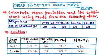 calculate Mean Deviation and its Coefficient Using Mode  Statistics  Arya Anjum [upl. by Isej966]