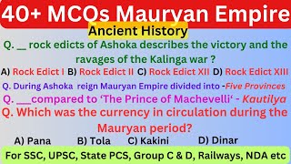 Maurya Empire MCQs Part2  40 MCQs on Mauryan Period  Improtant Ancient History GK Questions [upl. by Shanley]