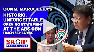 CONG MARCOLETAS HISTORIC UNFORGETTABLE OPENING STATEMENT AT THE ABSCBN FRANCHISE HEARING [upl. by Duky]