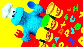 Play Doh Cookie Monster Learn ABCs Alphabet Playdough Sesame Street [upl. by Archaimbaud]