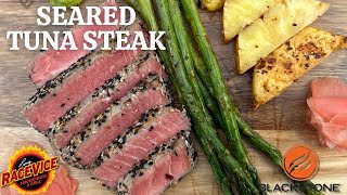 BLACKSTONE RECIPE  SEARED TUNA PINEAPPLE and ASPARAGUS meatdavew MEAT DAVE SEASONING Healthy [upl. by Yanej]