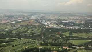 Aerial footage of Kuala Lumpur city and Malacca Strait [upl. by Enneillij]