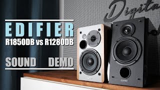 Edifier R1850DB vs Edifier R1280DB  Sound Demo w Bass Test [upl. by Assenav799]