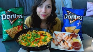 CHIPS AND HOT CRAB DIP RECIPE  SHRIMP COCKTAIL MUKBANG [upl. by Landmeier]