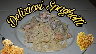 Spaghetti en salsa blanca con Camarones y Champiñones 🇻🇪🍝 [upl. by Adine]