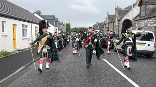 Drum Majors lead Huntly Pipe Band on the march into Tomintoul ready for 2023 Highland Games [upl. by Biancha]