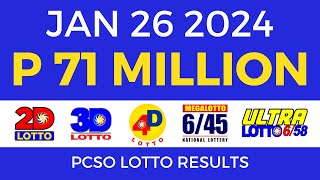 Lotto Result January 26 2024 9pm PCSO [upl. by Solram]