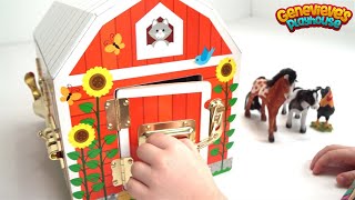 Genevieve Plays with Farm Animals and Wooden Marble Maze [upl. by Limber]