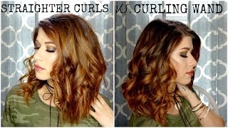 CURLING WAND VS STRAIGHTENER CURLS [upl. by Ahcrop290]