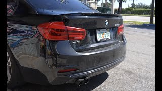 BMW 328 MUFFLER DELETE AND DOWNPIPE  Loud Pops 328 exhaust sound [upl. by Eugine]