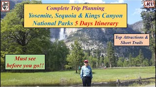 YosemiteKings CanyonSequoia National Parks 5 days Itinerary  Complete Trip Planning [upl. by Storfer]