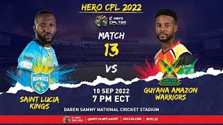 LIVE  St Lucia Kings vs Guyana Amazon Warriors  CPL 2022 [upl. by Nauqat]