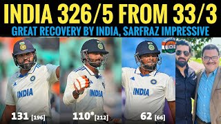 India 3265 Jadeja 110 Rohit 131 but Sarfraz was very impressive for his 62 [upl. by Betsy]