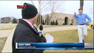 Watch a Bank Robber Interrupt This News Reporter During Live Broadcast [upl. by Murial666]