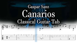 Gaspar Sanz  Canarios  Classical GuitarTab [upl. by Eran49]