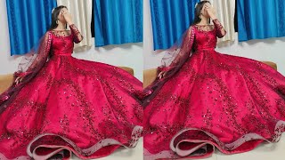 Wedding lehenga cutting and stitching DIY lehenga long dress crop top lehenga bridal lehenga [upl. by Keare]