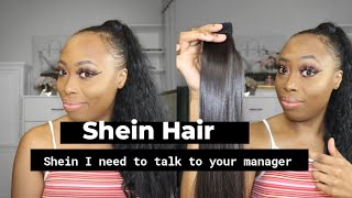 REVIEWING SHEIN PONYTAILS  2 PONYTAIL IS IT WORTH IT  affordable hair Must Haves [upl. by Leelah969]