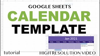 Google Sheets  Calendar Template [upl. by Vanya]