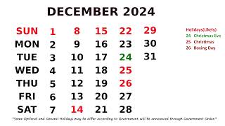 December Calendar 2024 [upl. by Tanney]