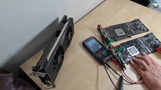 EVGA GTX 980ti GPU Faulty amp Working Graphics Card Comparing Resistance Auto Mustimeter Bside s11 [upl. by Orford257]