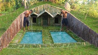 Build House Under The Wood roots amp Add Two Swimming Pool [upl. by Beach]