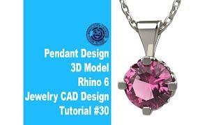 Pendant Design in Rhino 3DJewelry CAD Design Tutorial 30 [upl. by Nygem]